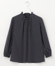 23区 L 【洗える】ジオメトリックパターン フリル ブラウス