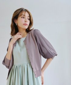 Tiaclasse L 【洗える】パフスリーブコンビカーディガン