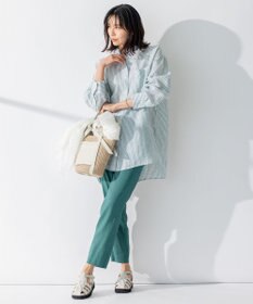 23区 【WEB限定カラーあり/洗える】LIBECO バンドカラー ビッグシルエット シャツ