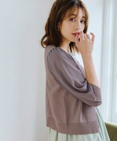 Tiaclasse L 【洗える】パフスリーブコンビカーディガン