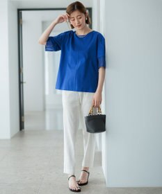 23区 L 【洗える】リネンレーヨンストレッチ テーパードパンツ