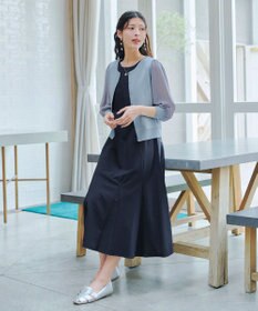 Tiaclasse L 【洗える】パフスリーブコンビカーディガン