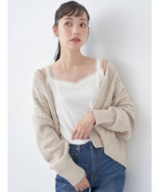 earth music&ecology ベロアモールケーブルカーディガン