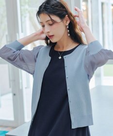 Tiaclasse L 【洗える】パフスリーブコンビカーディガン