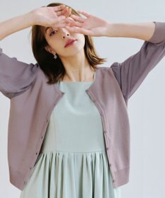 Tiaclasse L 【洗える】パフスリーブコンビカーディガン