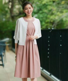 Tiaclasse L 【洗える】パフスリーブコンビカーディガン