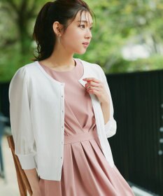 Tiaclasse L 【洗える】パフスリーブコンビカーディガン