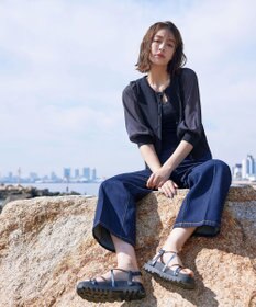 Tiaclasse L 【洗える】パフスリーブコンビカーディガン