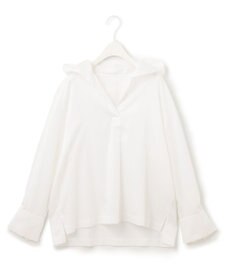 ICB 【洗える】コットンサテン プルオーバーブラウス