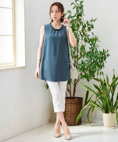 Tiaclasse L 【洗える】体型カバーも叶うフリルカラーチュニックブラウス