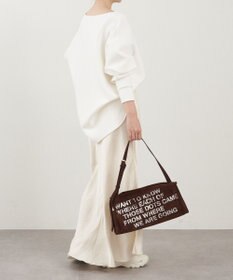 russet ステンシルデザインスエード横長ショルダーバッグ(CE-1640)