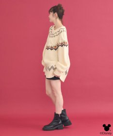 earth music&ecology Disney/ミッキー刺繍ノルディックニットチュニック