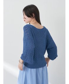 earth music&ecology 透かし編みテープヤーンカーディガン