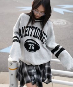 WEGO 【25年秋冬新作】フラッフィーVネックニットBIGプルオーバー