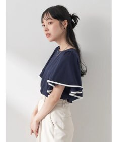 earth music&ecology パイピングフレアスリーブカットソー