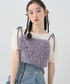 earth music&ecology 【WEB限定】ベロアリボンフェザービスチェ