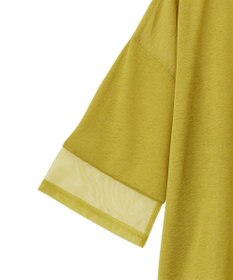 Green Parks 袖チュールドッキングシアー５分袖プルオーバー