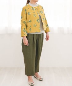 muuc 〈コットン×リネン〉〈高品質なドライタッチ生地〉〈遠州織物の工場で織られた上質なコットン生地〉野小花刺繍 ノーカラージャケット