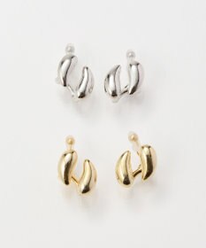 Phoebe 【痛くないシリーズ金属アレルギー対応】ダブルドロップメタルフロートライトフィットイヤリング　シルバー