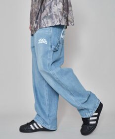 WEGO 【ウエスト紐で調整】イージーペインターグラフィックデニムパンツ