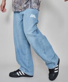 WEGO 【ウエスト紐で調整】イージーペインターグラフィックデニムパンツ