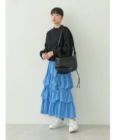 earth music&ecology クルーネック袖シャーリングスウェット