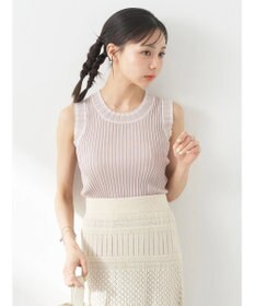 earth music&ecology ノースリーブラインニットプルオーバー