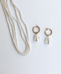 Phoebe <オンワード限定セット>3連ビーズパールネックレス×バランスバロックパールフープイヤリング
