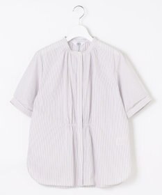 J.PRESS LADIES 【洗える】APESCO ストライプ バンドカラー ブラウス