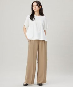 自由区 【SHIHOさんコラボ・洗える】バックサテンジョーゼットワイド パンツ