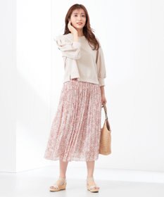 ANY SIS 【2SET】タックスリーブ トップス × フラワープリント スカート