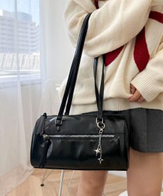 WEGO キラキラチャーム付きドラムボストンバッグ