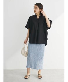 Green Parks 綿麻混フレンチスリーブスキッパーシャツ