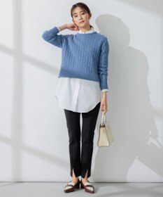 組曲 【ビジューボタン付き】SOBANE ケーブルプルオーバー ニット