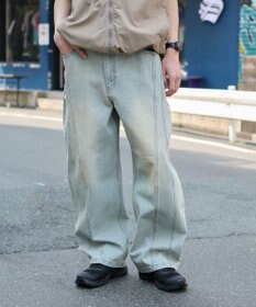 WEGO 【SMLサイズ展開】イージー3Dバレルレッグデニムパンツ