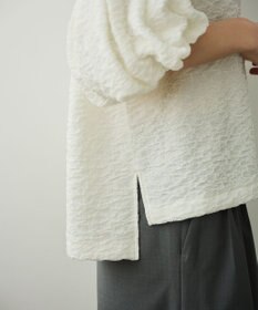 #Newans 【金子綾さんインスタライブご紹介アイテム】【洗える/セットアップ可能】ふくれジャガード パフスリーブブラウス