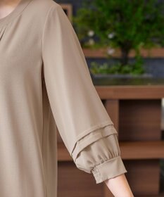 Tiaclasse L 【洗える】パフ袖ピンタックロングワンピース