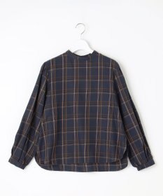 J.PRESS LADIES 【洗える】綿セルロースクリアチェック ボリューム袖 ブラウス