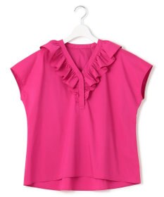 23区 L 【一部店舗限定/洗える】ハイカウントウェザーストレッチ フリル ブラウス