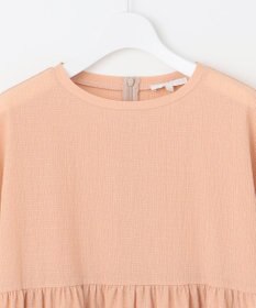 自由区 【洗える】リネンサッカーコンビペプラム カットソー