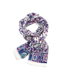 Marca ＜オシャレに防寒＞【Marcaオリジナル 】小鳥さらさペルシャウールロング シルクウール ロングスカーフ