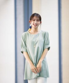 Tiaclasse L 【洗える】パフスリーブチュニックブラウス