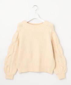 Feroux 【洗える】パールスリーブ ケーブルニット