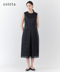 23区 S 【エステータ】シルクブレンド ライトタフタ シアーコンビ ワンピース