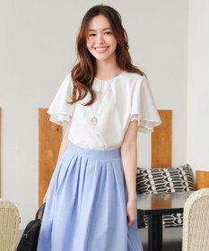 Tiaclasse 【洗える】袖レースレイヤードブラウス
