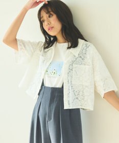 Feroux 【洗える】フラワーレース シャツ