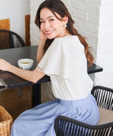 Tiaclasse 【洗える】袖レースレイヤードブラウス