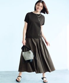 23区 L 【洗える】ナイロンコットンポプリン タック スカート