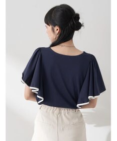 earth music&ecology パイピングフレアスリーブカットソー