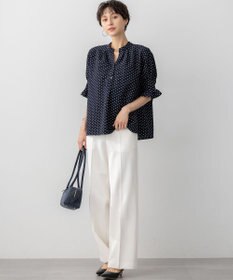 23区 S 【WEB&一部店舗限定/洗える】ドットプリント サッカー ブラウス